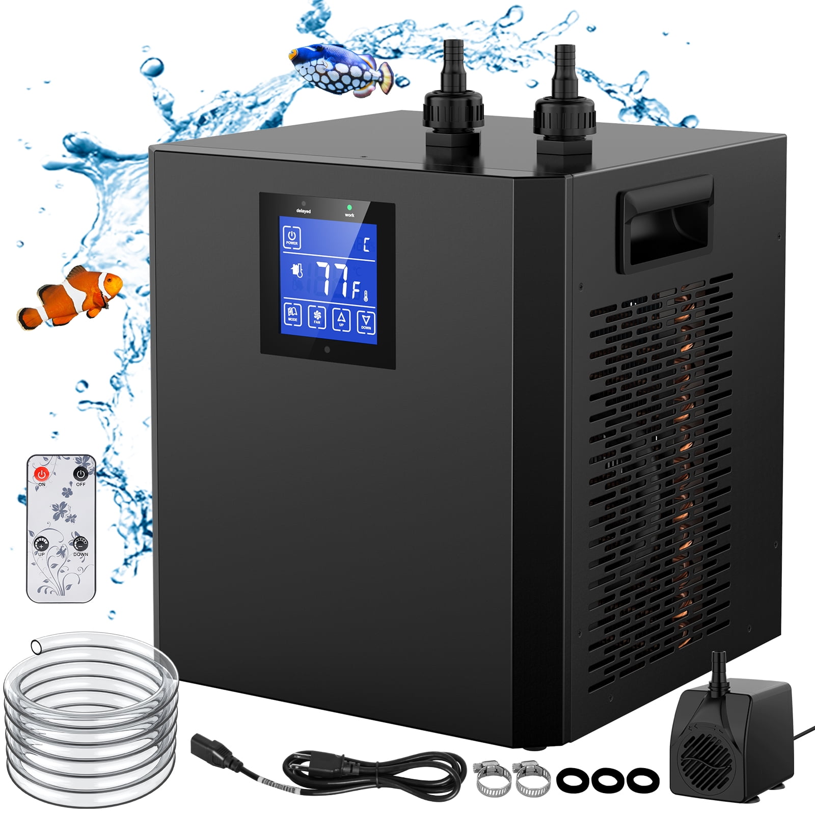 Ecojoy 79Gal/300L Aquarium Chiller Water Chiller Hydroponic 1/3 HP Tank Cooler With Remote