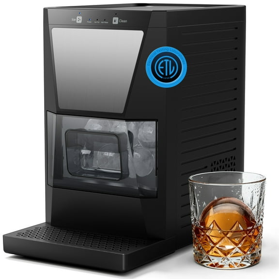 Ecojoy Ball Ice Maker Machine with Self-Cleaning Function - Makes Crystal Clear Ice Balls for Whiskey & Cocktails