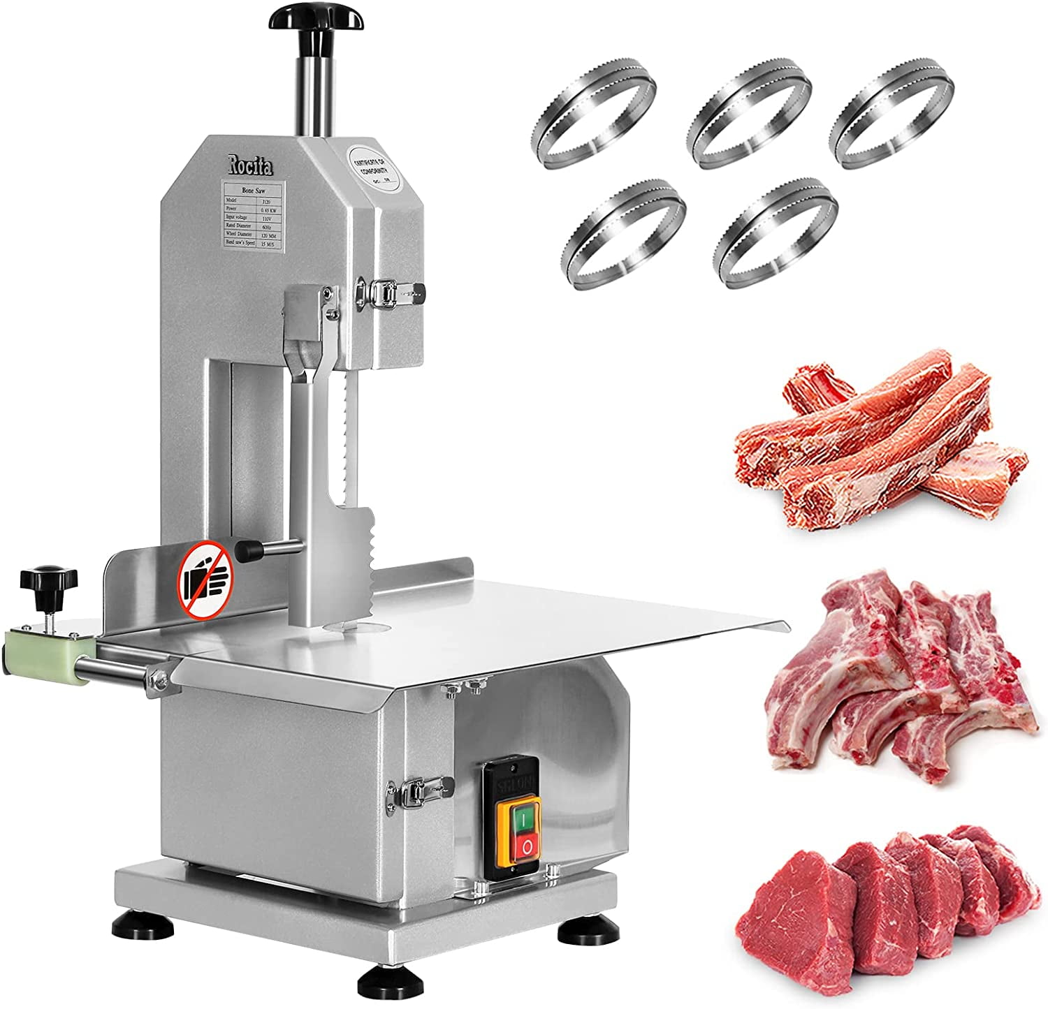 Ecojoy Commercial Meat Cutter, 750W Electric Bone Saw, Adjustable 0.45