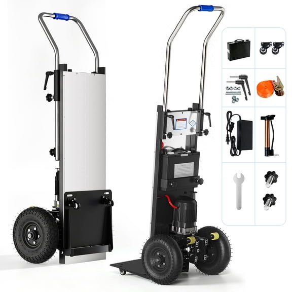 Ecojoy Electric Stair Climbing Dolly, Foldable Hand Truck with 1200W Motor | 4m Safety Rope, Large Load Capacity, Foldable Design, Powered Stair Climbing, Furniture & Warehouse Use
