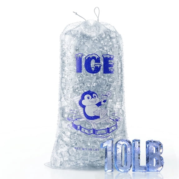 Ecojoy Ice Bags 10lb Drawstring 100 Count Ice Bags Ice Machine, Heavy-duty Reusable Ice