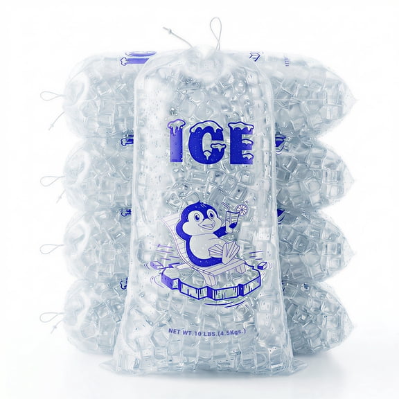 Ecojoy Ice Bags 10lb Drawstring 100 Count Ice Bags Ice Machine, Heavy-duty Reusable Ice