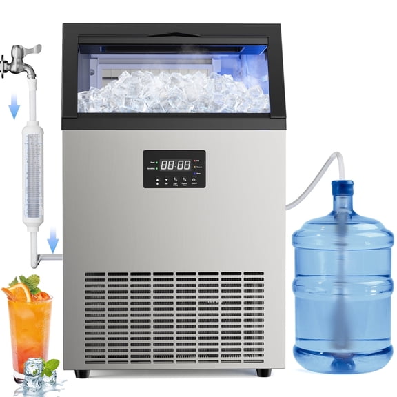 Ecojoy Commercial  Ice Maker 150Lbs/24H with 33 LBS Storage Bin, 45 Ice Cubes in 8-12 Mins Under Counter Ice Maker Machine, Thicknesses Adjustable