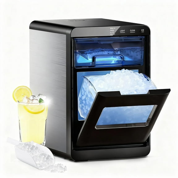 Ecojoy Nugget Ice Maker Countertop - 44lbs/24h, Stainless Steel, Portable & Fast (10 Minutes), Self-Cleaning, Perfect for Home/Kitchen‌