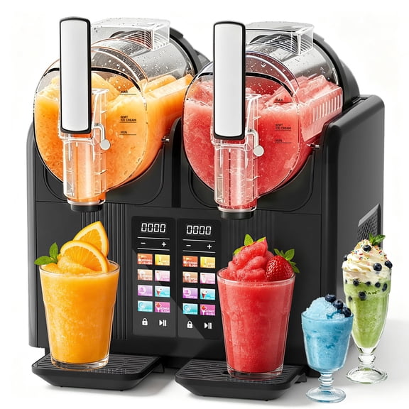 Ecojoy Slushie Machine for Home No Ice Needed, Large Capacity Frozen Drink Maker with LED Display & 8 Pre-Set Programs, Quiet Compressor Slushy Machine