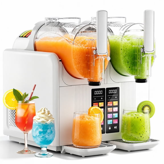 Ecojoy Slushie Machine No Ice Needed, 54oz X 2 Liquid Capacity Frozen Drink Maker & Slushy Machine, Soft Serve Ice Cream Maker with 8 Presets, Perfect for Frozen Margaritas, Frappes, Smoothies