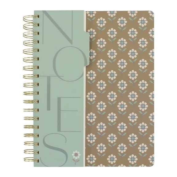 Ecokind Sage & Tan Floral Note Journal with Attached Task Pad, 96 Sheets + 40-Sheet Task Pad, 7" x 9.25"