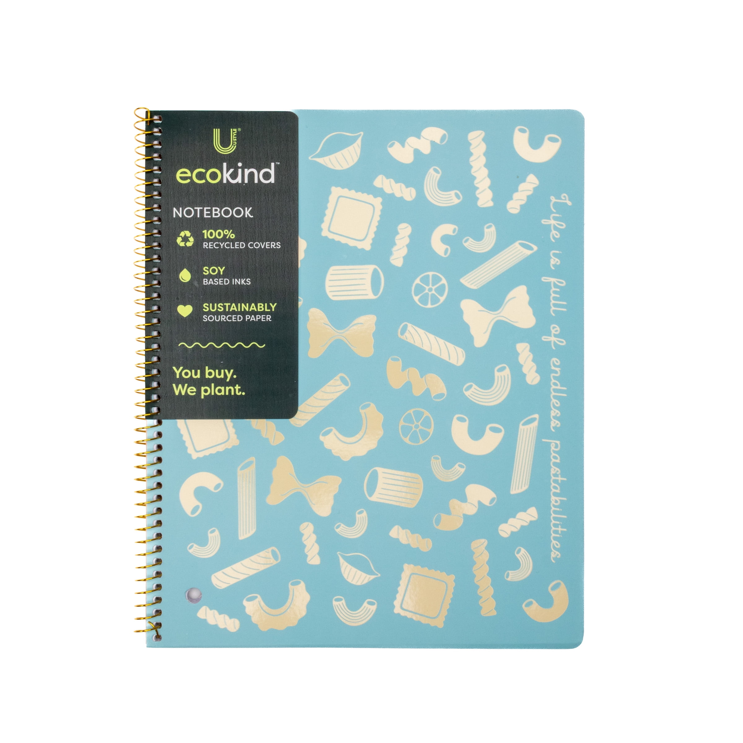 Ecokind by U Style Pasta Spiral Notebook, 1 Subject, College Ruled, 80 Sheets