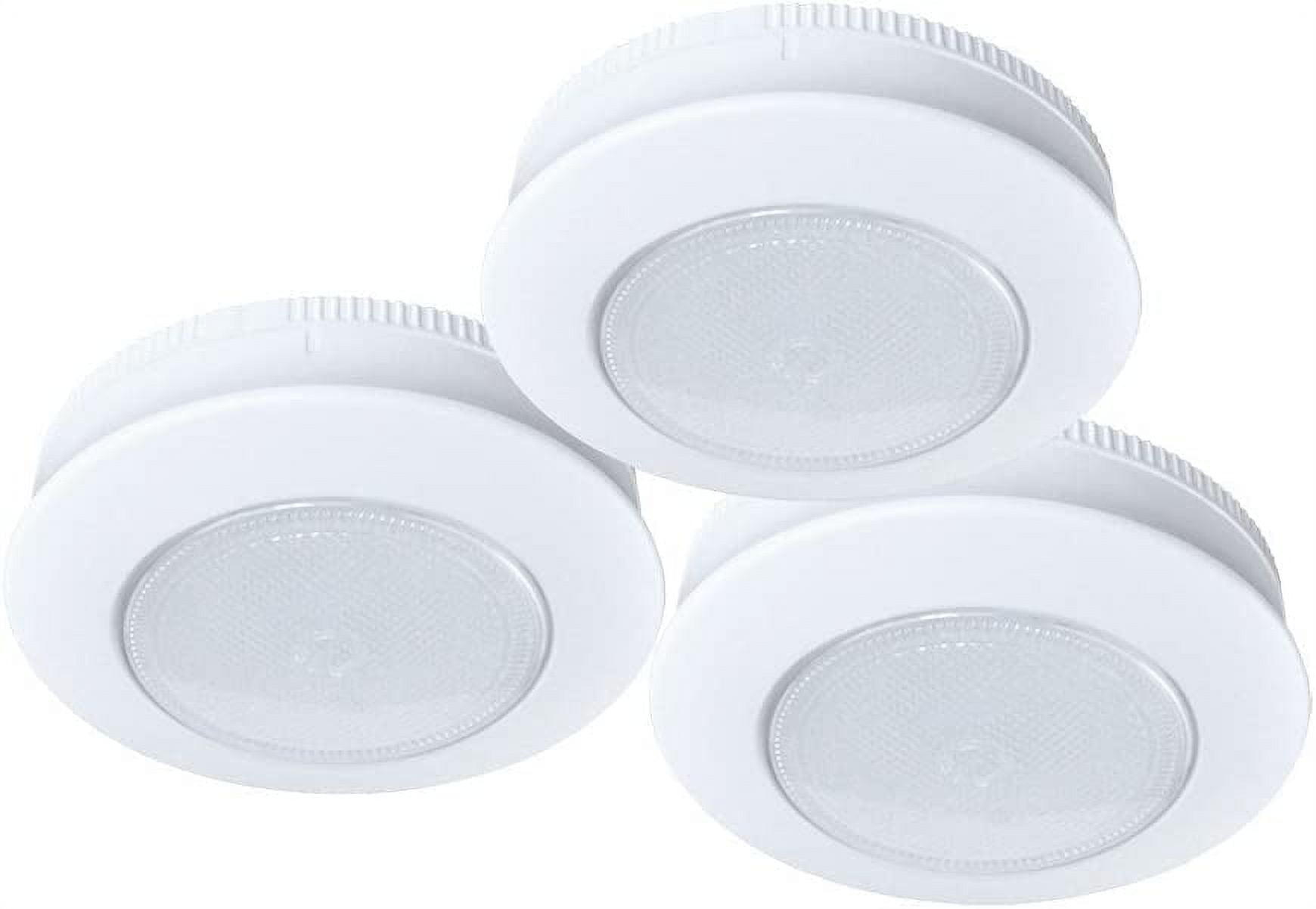 Battery-Operated White LED Tap Puck Lights 3-Pack