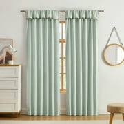 Ecologee Sage 100% Blackout Curtain with Coconut Button Valance, 84 inch Panel