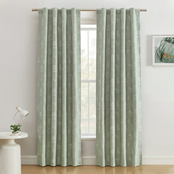 Ecologee Safari 100% Blackout Rod Pocket Back Tab Single Indoor Curtain Panel, Sage, 40" W x 84" L