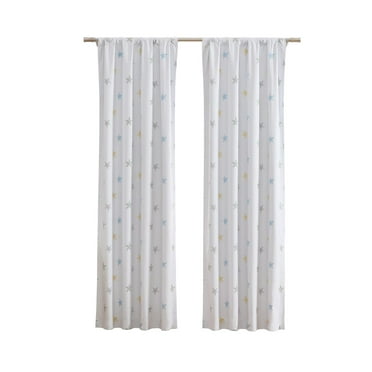 Ecologee Starfish 100% Blackout Rod Pocket Back Tab Single Curtain Panel, Cream, 40" W x 84" L