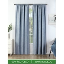 Ecologee Textured 100% Blackout Indoor Curtains 2 Pack Panel Set - 100% Recycled, Navy, 40" W x 84" L