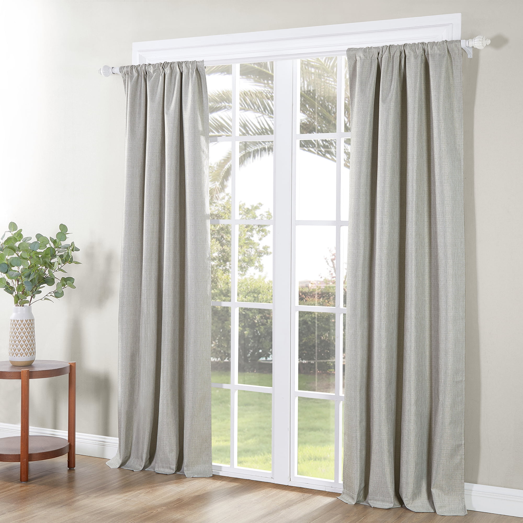 Ecologee Textured 100% Blackout Indoor Curtains 2 Pack Panel Set - 100% Recycled, Taupe, 40" W x 63" L