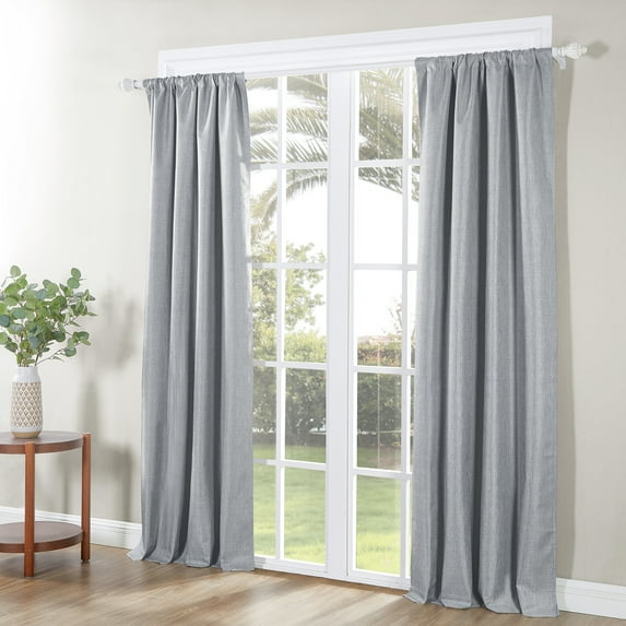 Ecologee Textured Total Blackout Curtains 2 pack Panel Set, Rod Pocket, Gray, 40" x 95"