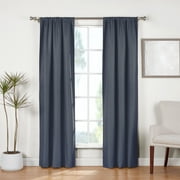 Ecologee Wakefield Textured Total Blackout Rod Pocket Curtain Panel Pair, Navy, 37" W x 84" L