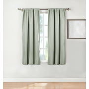 Ecologee Wakefield Textured 100% Blackout Rod Pocket Indoor Curtain Panel Pair, Sage, 37" W x 63" L