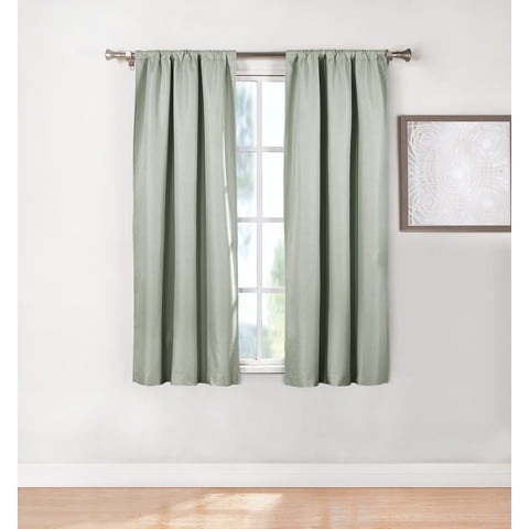 Ecologee Wakefield Textured 100% Blackout Rod Pocket Indoor Curtain Panel Pair, Sage, 37" W x 63" L