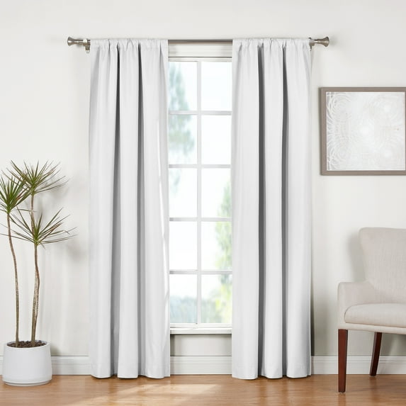Ecologee Wakefield Textured 100% Blackout Rod Pocket Indoor Curtain Panel Pair, White, 37" W x 84" L