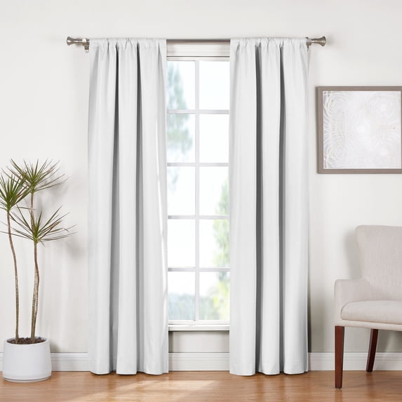 Ecologee White 100% Blackout Curtains, Sustainable Recycled Fabric, 2 Panel Set
