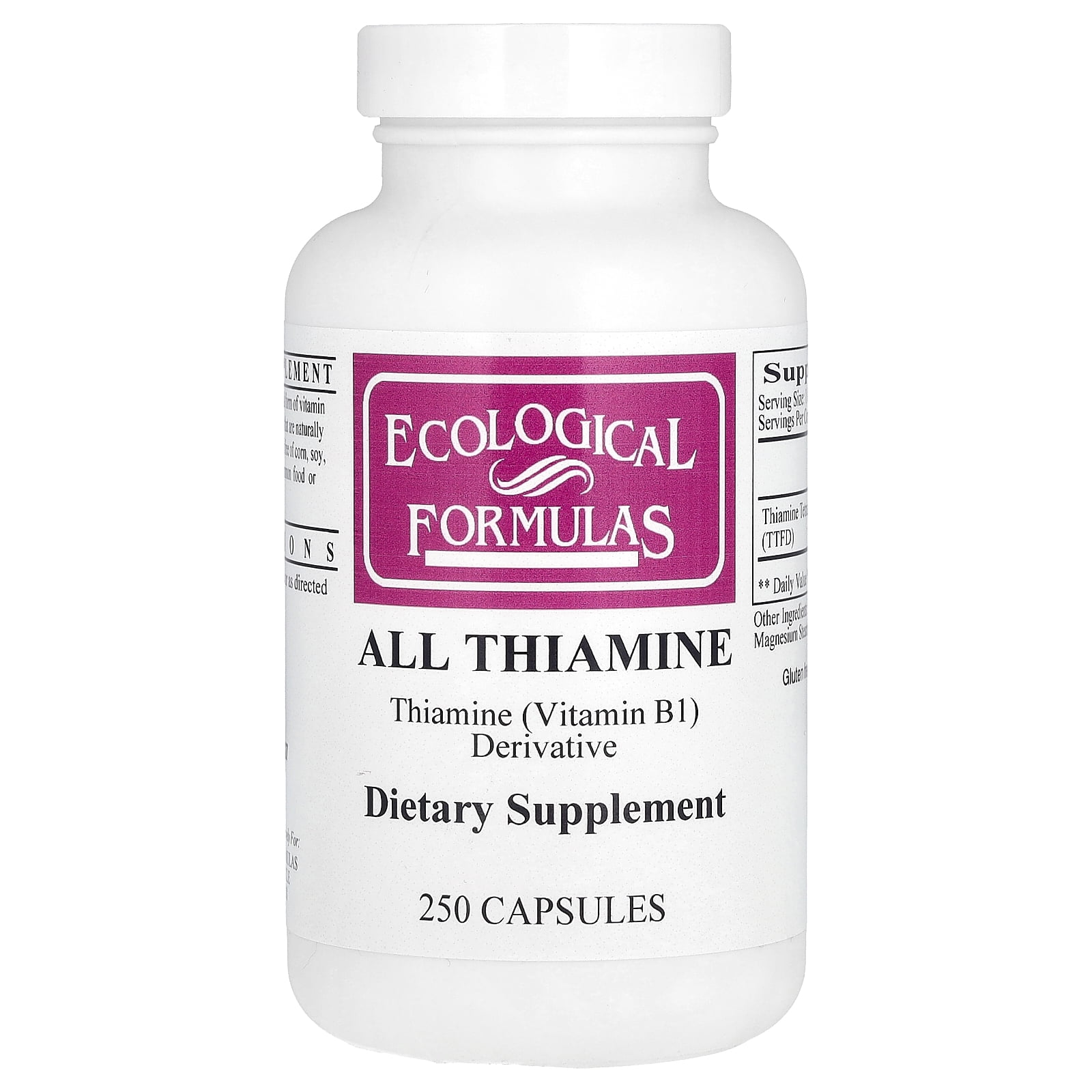 Ecological Formulas Allithiamine (Vitamin B1), 50 mg, 250 Capsules