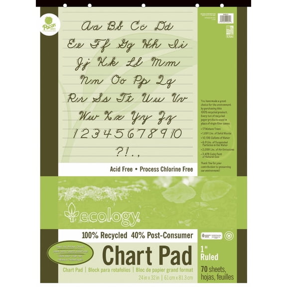 Ecology Recycled Chart Pad - Cursive - 32 x 24 In.