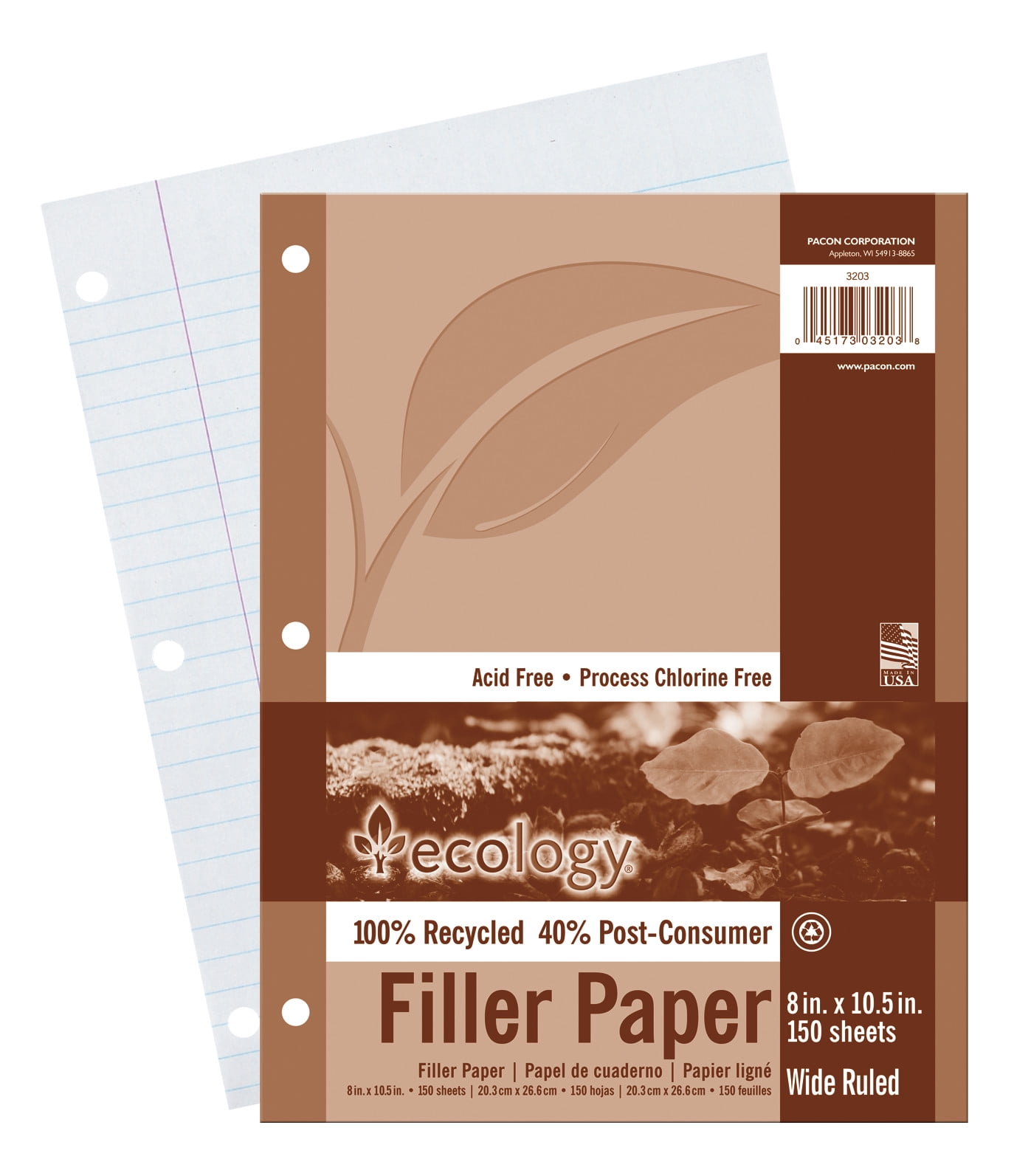 C-Line 3-Hole Punched Filler Paper, 8 x 10-1/2 Inches, Wide Ruled, 100  Sheets
