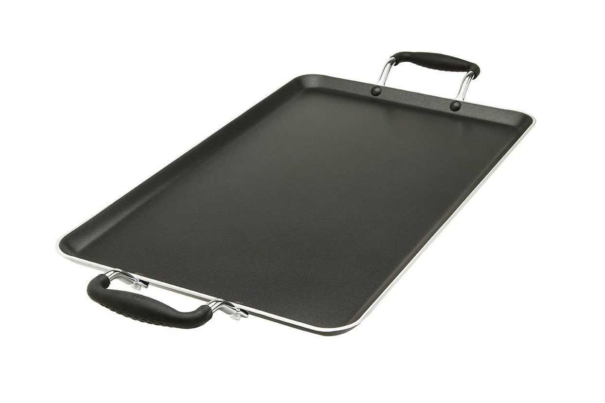 Ecolution EABK-3218 Non-Stick Double Burner Griddle 12 x 18, Dishwasher  Safe, Silicone Handles, Specialty Cookware for Family, Griddle-12 x 18  Inches 