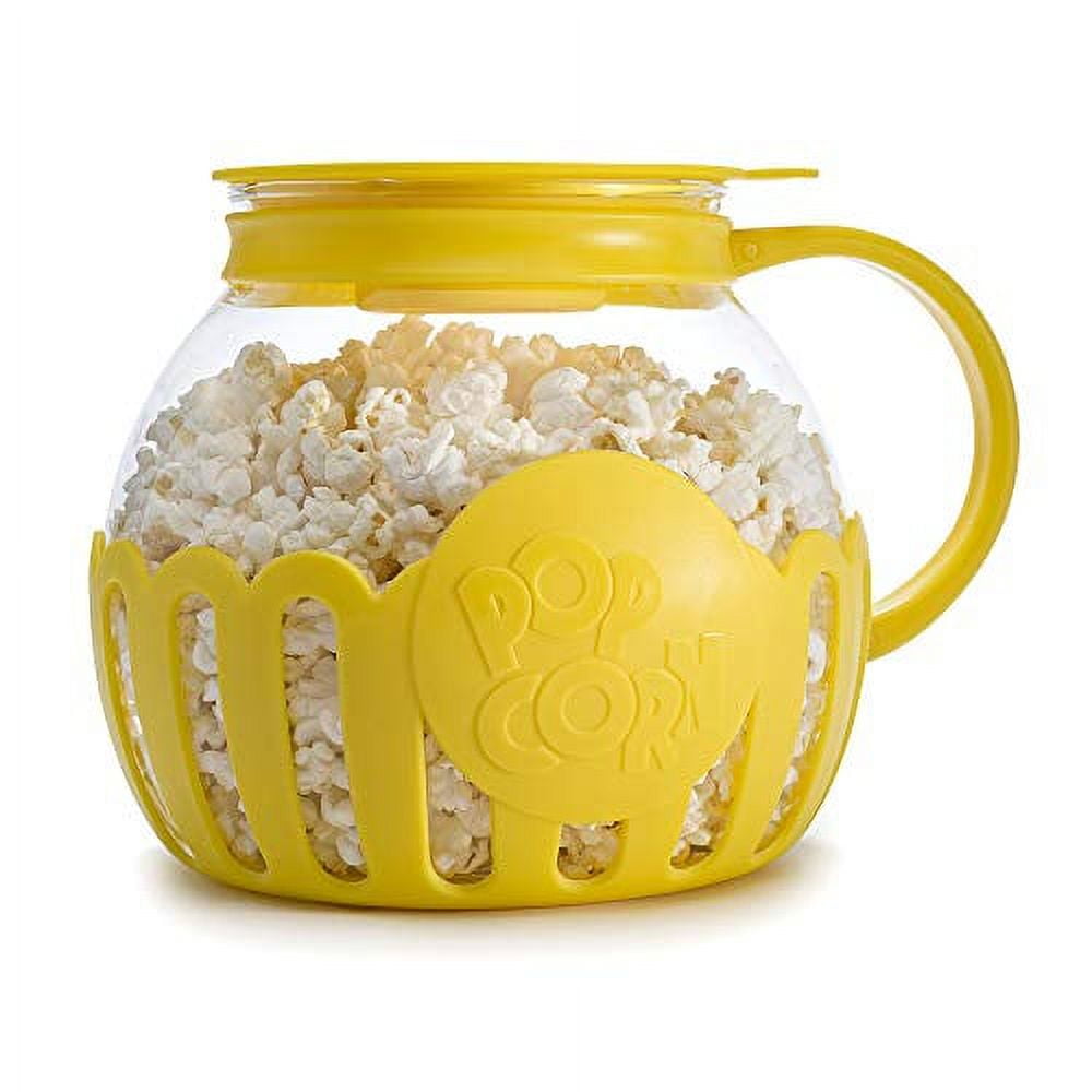 Ecolution Original Microwave Micro-Pop Popcorn Popper, Borosilicate Glass,  3-in-1 Silicone Lid, Dishwasher Safe, BPA Free, 3 Quart Family Size, Yellow  