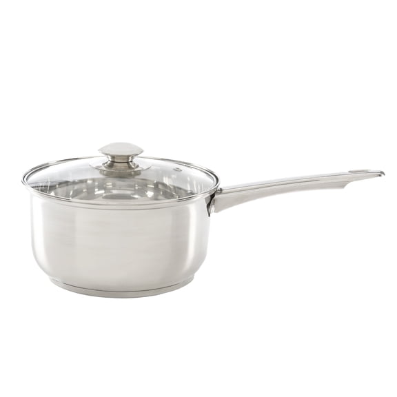 Ecolution Pure Intentions Saucepan - Features Tempered Glass Lid, Stay-Cool Knob and Handle, and Encapsulated Bottom - Oven Safe - Curbside Recyclable Stainless Steel - 2 Quarts