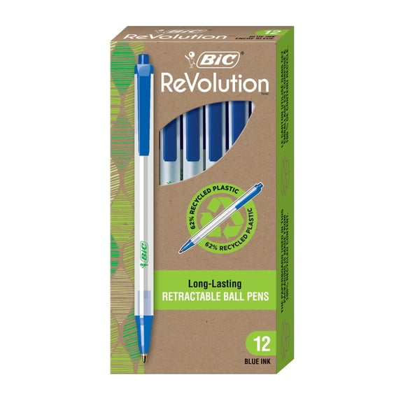 Ecolutions Clic Stic Ballpoint Pen, Retractable, Medium 1 Mm, Blue Ink, Clear Barrel, Dozen | Bundle of 5 Dozen