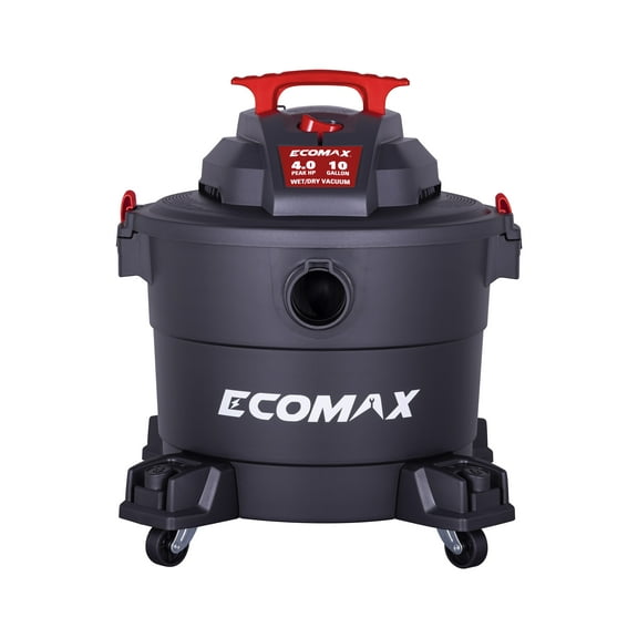 Ecomax EM18191P 10 gal 4.0 HP Poly Wet-Dry Vacuum with Hose & Accessories - Black