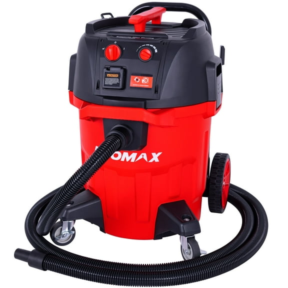 Ecomax 12 Gallon 6.5 HP OSHA-Compliant Wet/Dry Vacuum with Dual Self-Cleaning HEPA Filters, Airflow Alarm, and Accessories