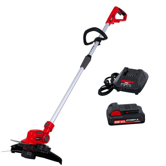 Ecomax EMA2003-002A 20V Cordless Pivoting-Head String Trimmer & Edger  Includes 2.0Ah Battery & Charger