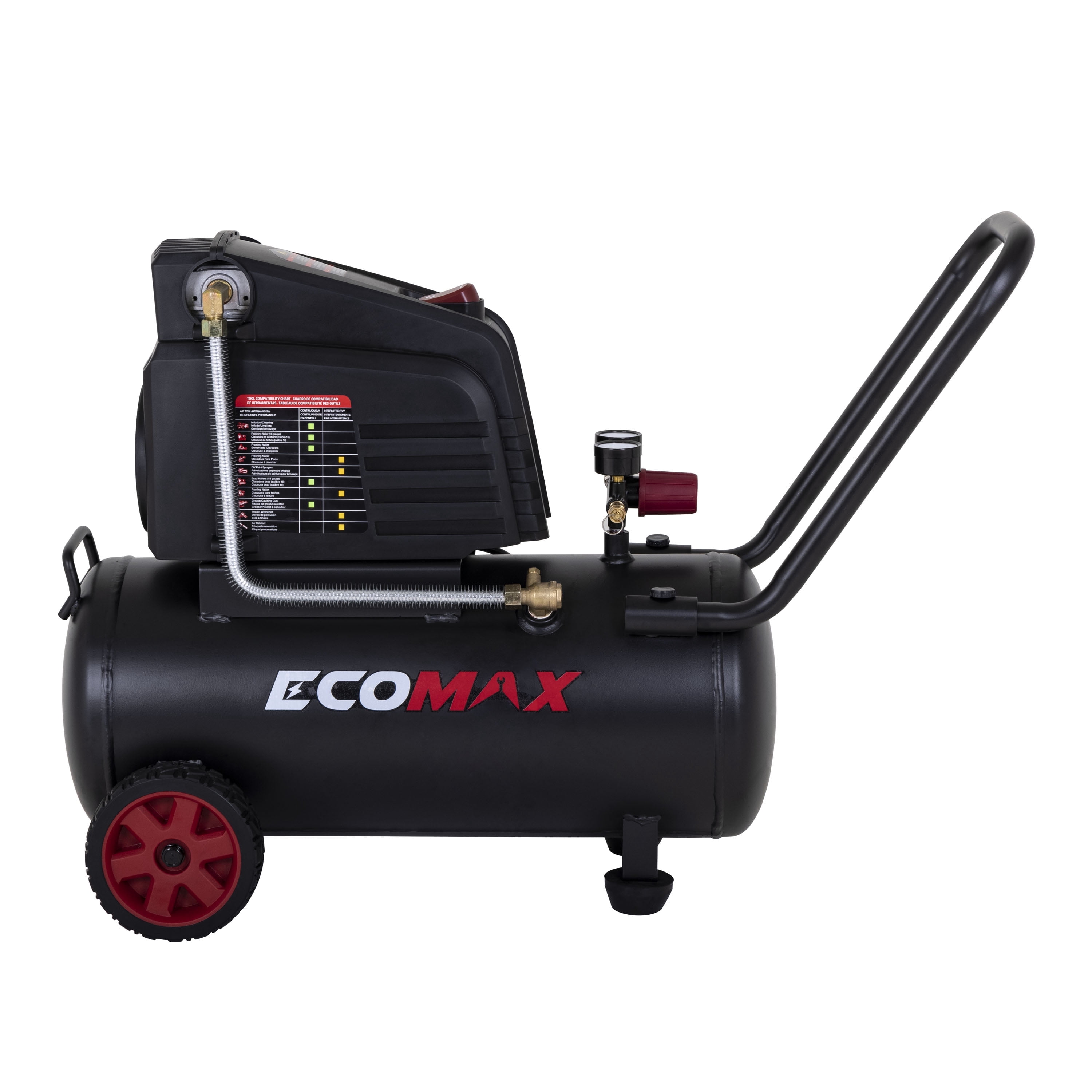 Ecomax 300871 8-Gallon 1.5HP Horizontal Air Compressor – Portable Oil ...