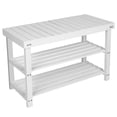 thumbnail image 1 of Ecomex 27.5" Solid Wood Shoe Bench, 3-Tier Shoe Organizer for Entryway Hallway - White, 1 of 7