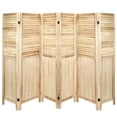 thumbnail image 1 of Ecomex 6 Panels Room Divider Half Louver-Design Wood Folding Privacy Screen, Natural, 1 of 10