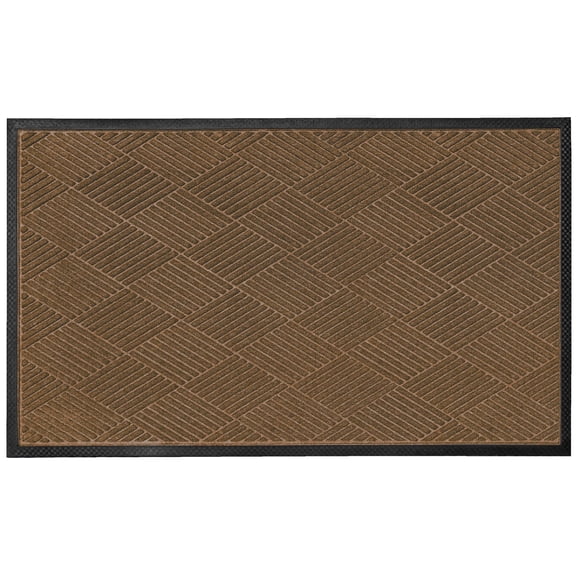 Ecomills Diamond Water Trapper Door Mat, Heavy Duty Absorbent Non-Slip Indoor/Outdoor Entrance Mat, Low Profile, 24" x 36", Brown
