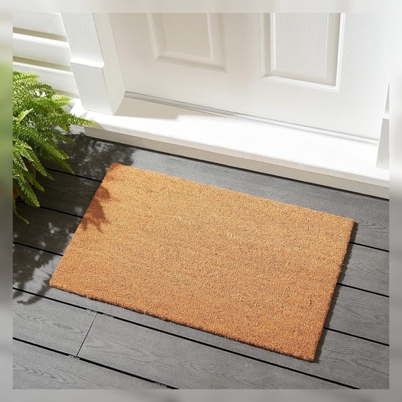 Ecomills Natural Coir Doormat, 1/2 inch Thick, Vinyl Backed Outdoor Entrance Mat, 17" x 30"