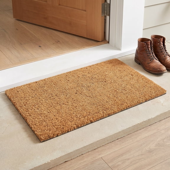 Ecomills Natural Coir Doormat, 1/2 inch Thick, Vinyl Backed Outdoor Entrance Mat, 17" x 30"
