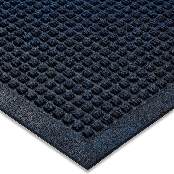 Ecomills Water Trapper Door Mat, Absorbent Indoor/Outdoor Entrance Mat, Low Profile, Rubber Backing, 24" x 36", Blue