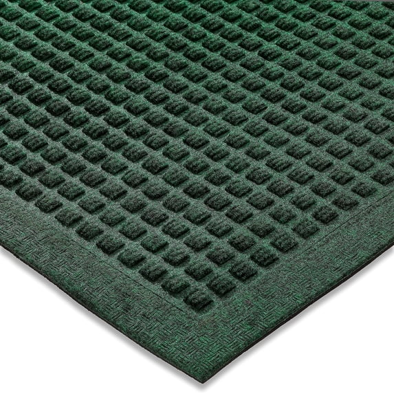 Ecomills Dirt Trapper Door Mat, Absorbent Indoor/Outdoor Entrance Mat, Low Profile, Rubber Backing, 36" x 48", Green