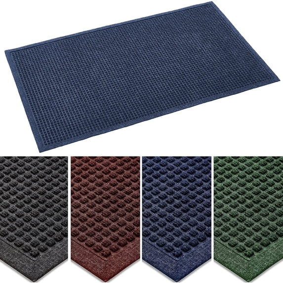 Ecomills Dirt Trapper Door Mat, Absorbent Indoor/Outdoor Entrance Mat, Low Profile, Rubber Backing, 36" x 60", Blue