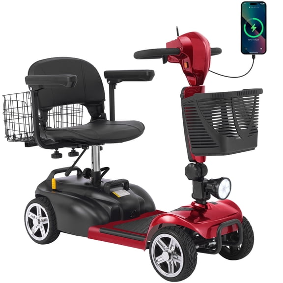 Ecomobi Upgrade 4 Wheel Mobility Scooter for Adults & Seniors with Removable Battery, 350W Powered Electric Wheelchair Device Mobile for Travel,Dual Baskets, Rear Tail Lights,LED Display,330lbs