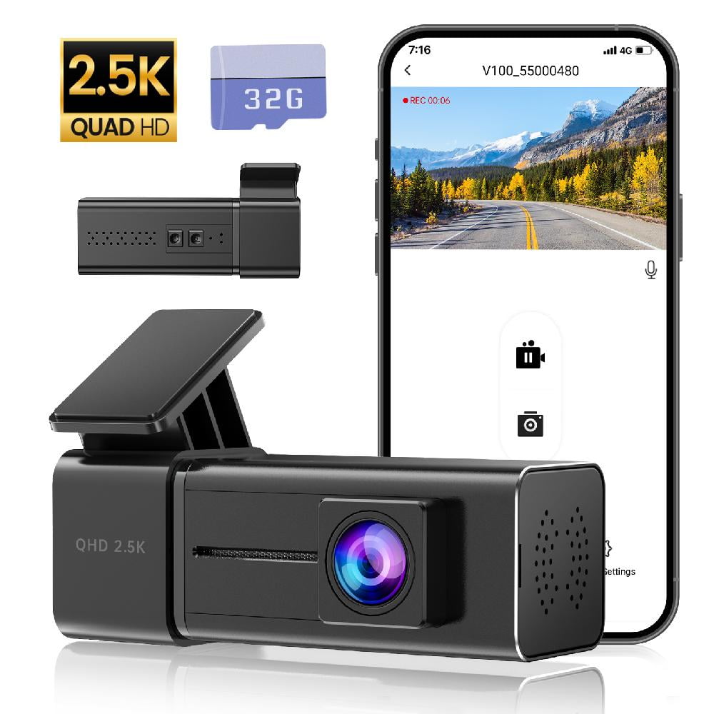 Dash Cam Wi-Fi 2K, Mini Front Dash Camera for Cars, Supports External GPS  Module, Dashboard Car Camera with APP, IPS Screen, Super Night Vision, Loop