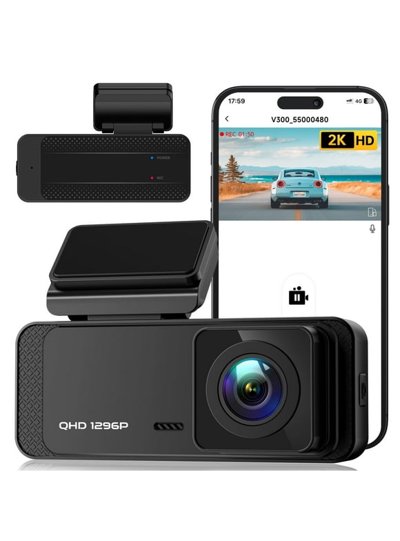 Ecomoment Dash Cam Front WiFi 1296P, Dash Camera for Cars,Dashcam with Night Vision, Car Camera with APP, Mini Dashcams with 24H Parking Mode, Loop Recording, WDR, Support 256GB Max,Black