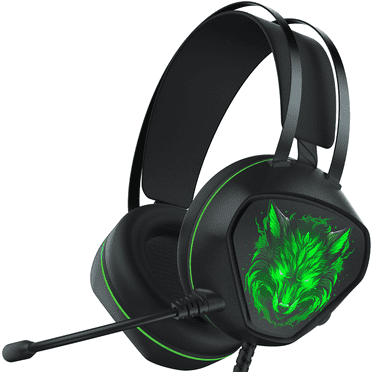 Ecomoment Gaming Headset for PC, PS5, Xbox Series X/S, Xbox One, Switch, MAC, Xbox Headset with Noise Canceling Microphone, Wired Over-Ear Gaming Headphones with RGB Light&Bass Surround，Green