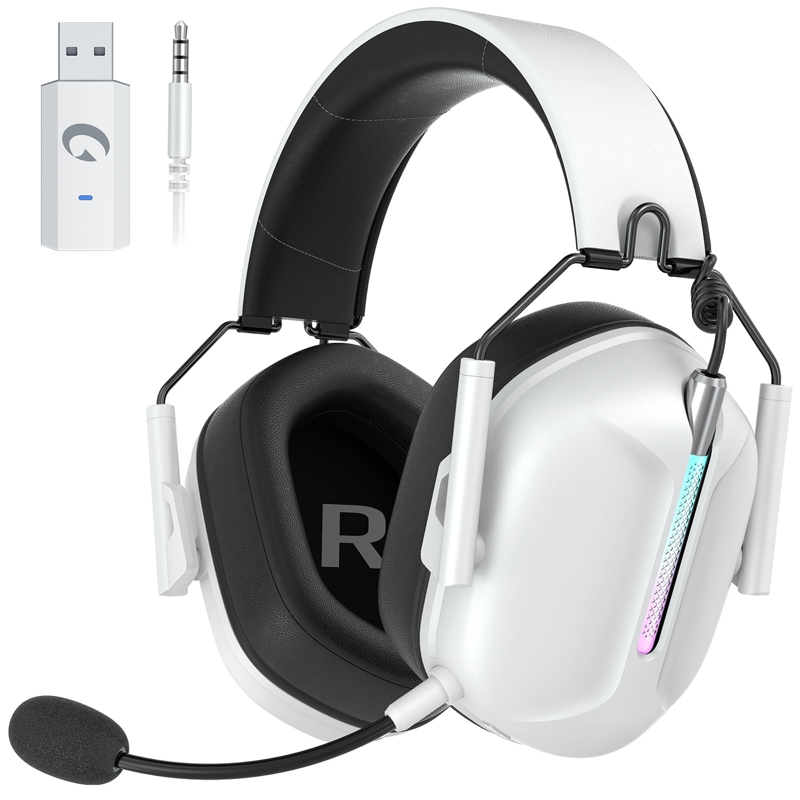 Ecomoment Wireless Gaming Headset for PS5 PS4 Nintendo Switch PC Mac 2.4 GHz Bluetooth 5.2 Gaming Headphones with Noise Cancelling Microphone 40