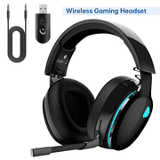 Ecomoment Wireless Gaming Headset for PS5,PS4,PC,Nintendo Switch,Mac with Bluetooth 5.2, 3.5mm Wired Mode for Xbox Series,2.4GHz USB Gaming Headphones with Detachable Noise Canceling Microphone,Black