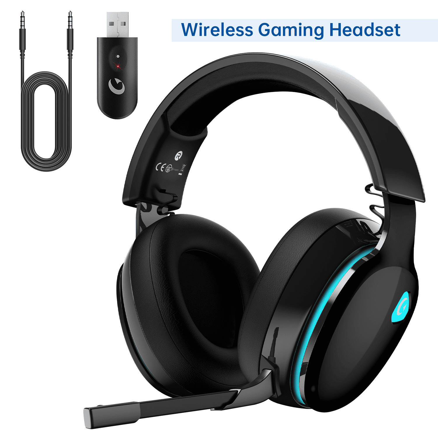 Ecomoment Wireless Gaming Headset for PS5 PS4 PC Switch with Bluetooth 5.3 2.4GHz USB Black 0.7lb